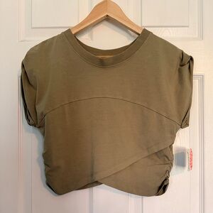 NWT Free People Hot Shot Crossover Top Size L. In a Light Sage Green